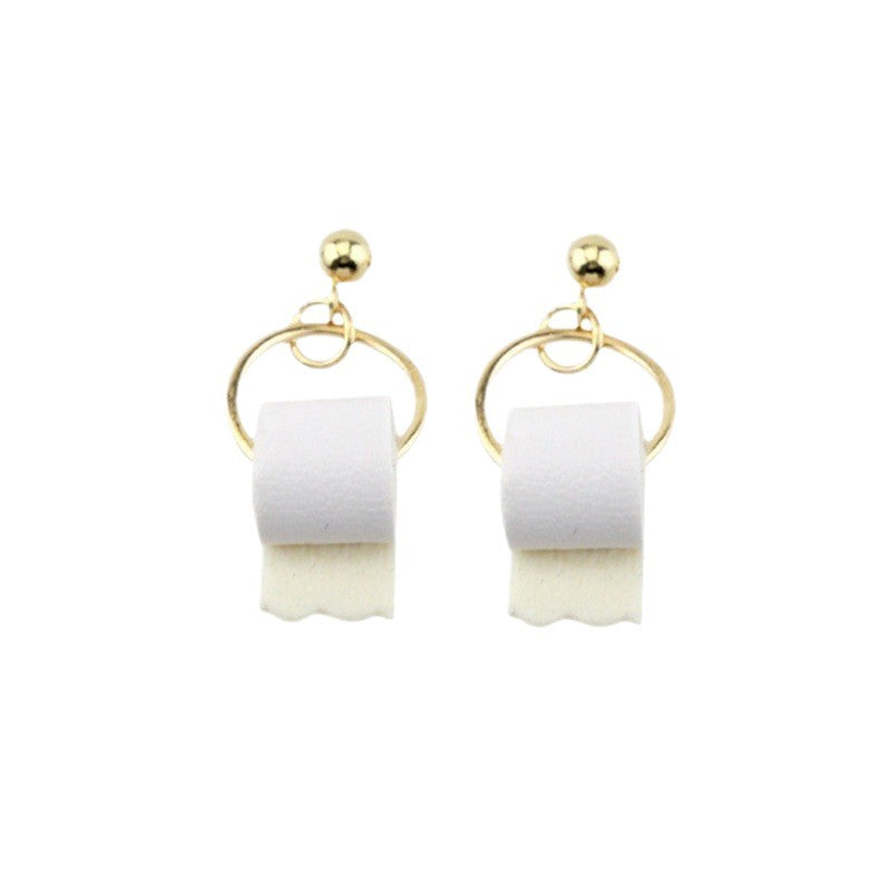 Pair Of Fashion Stylish Personalized Toilet Web Roll Stud Earrings