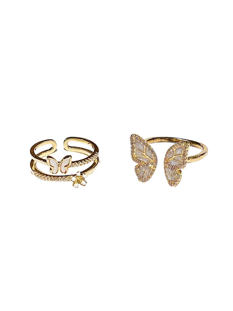 Women's Fairy Butterfly Flower Open Fashion Personality Affordable Luxury Niche Exquisite Rings