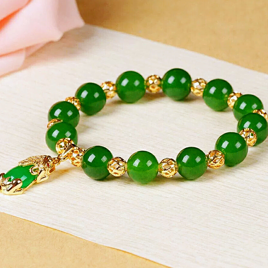 Green Jasper Ethnic Wind Sand Golden Imitation Emerald Live Broadcast Bracelet