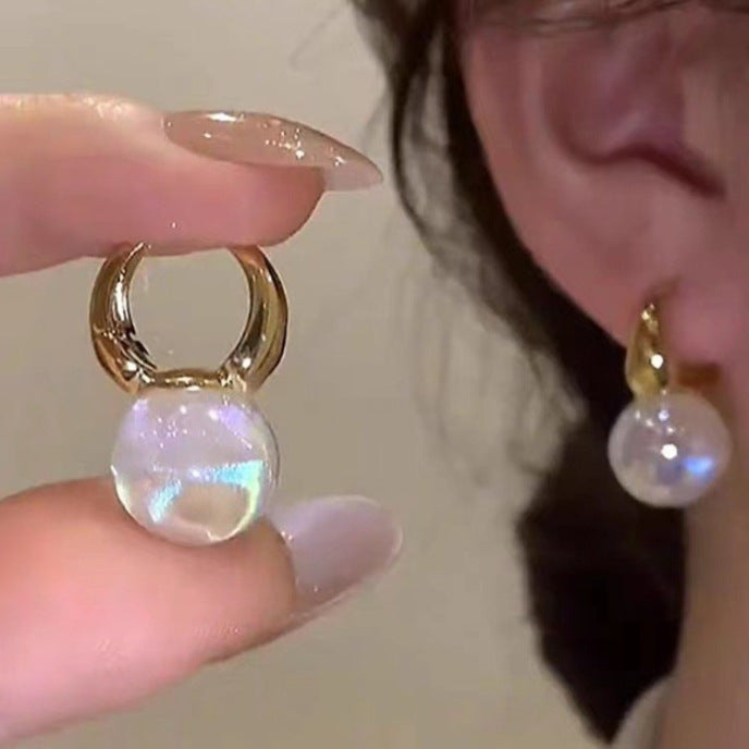 French Style Mermaid Pearl Design High-grade Geometric Ear Buckle