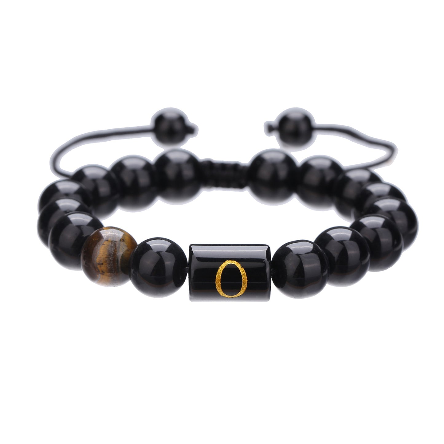 Live Streaming Black Agate Beads Male Letter Bracelets