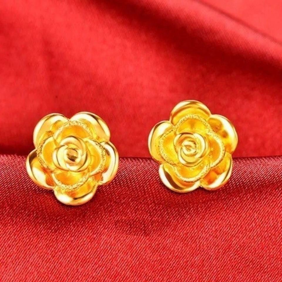Women's Vietnam Placer Gold Rose Imitation Flower Love Rings