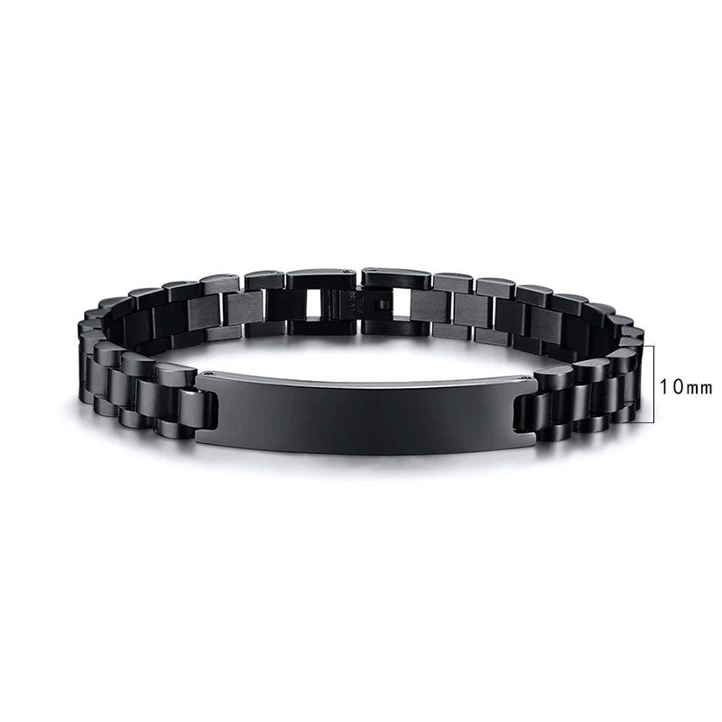 Women's & Men's Adjustable Titanium Steel Curved Can Carve Writing Stainless Gold Bracelet