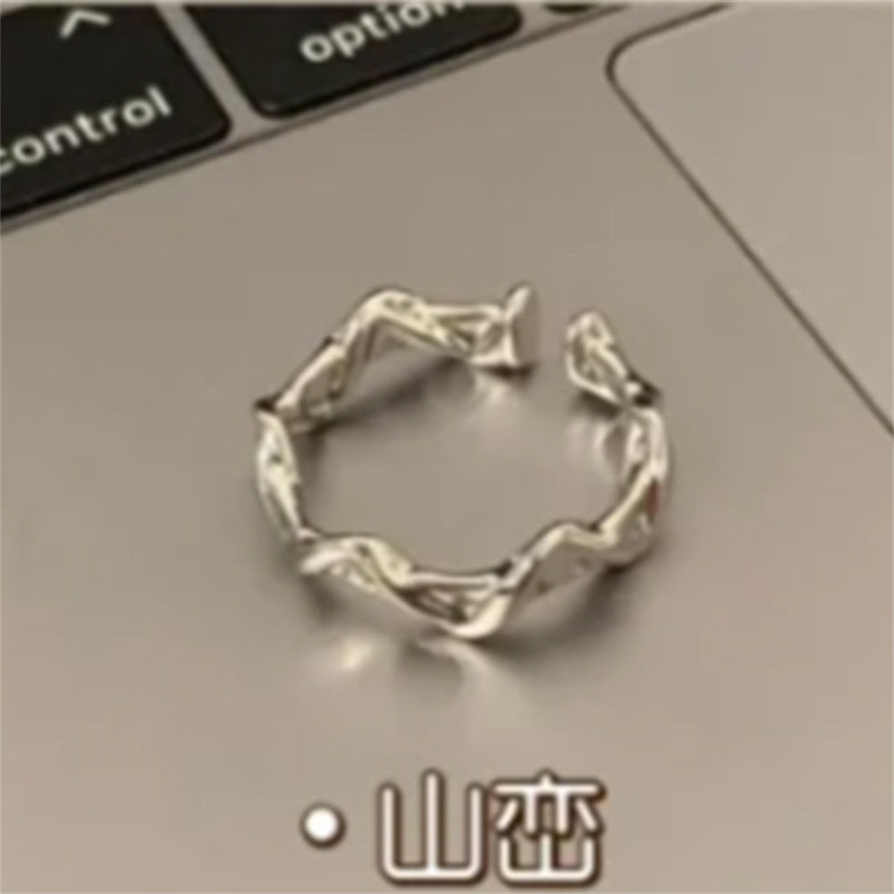 Style Simple Irregular Sterling Sier Female Design Rings