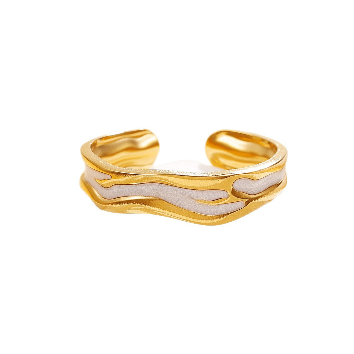Baroque Narrow Black White Dripping Female Personality Rings