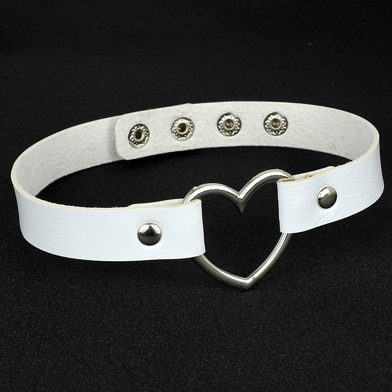 Fashion Punk Nightclub Soft Leather Heart Love Necklaces