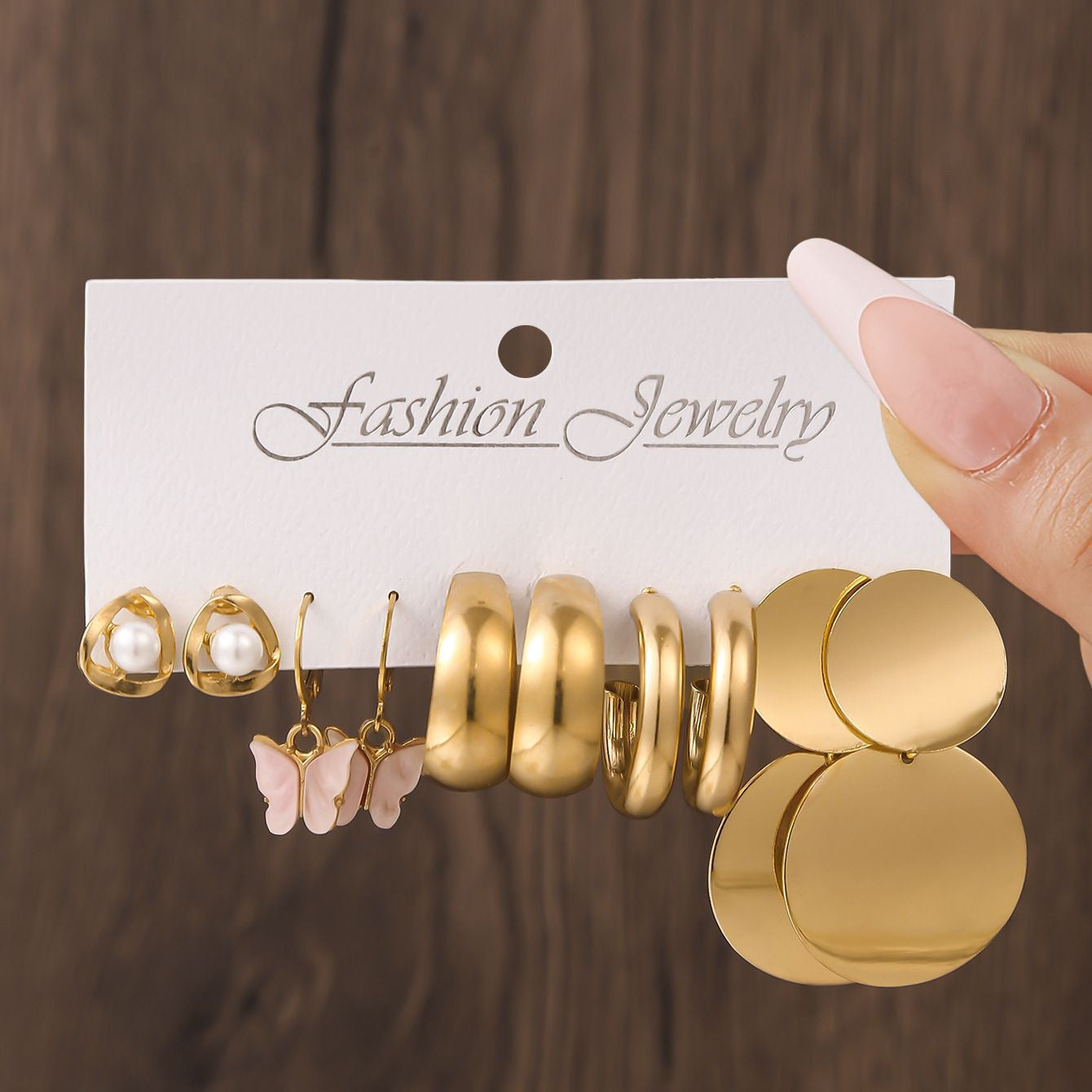 Women's Pearl Alloy Square Geometric Combination Earrings