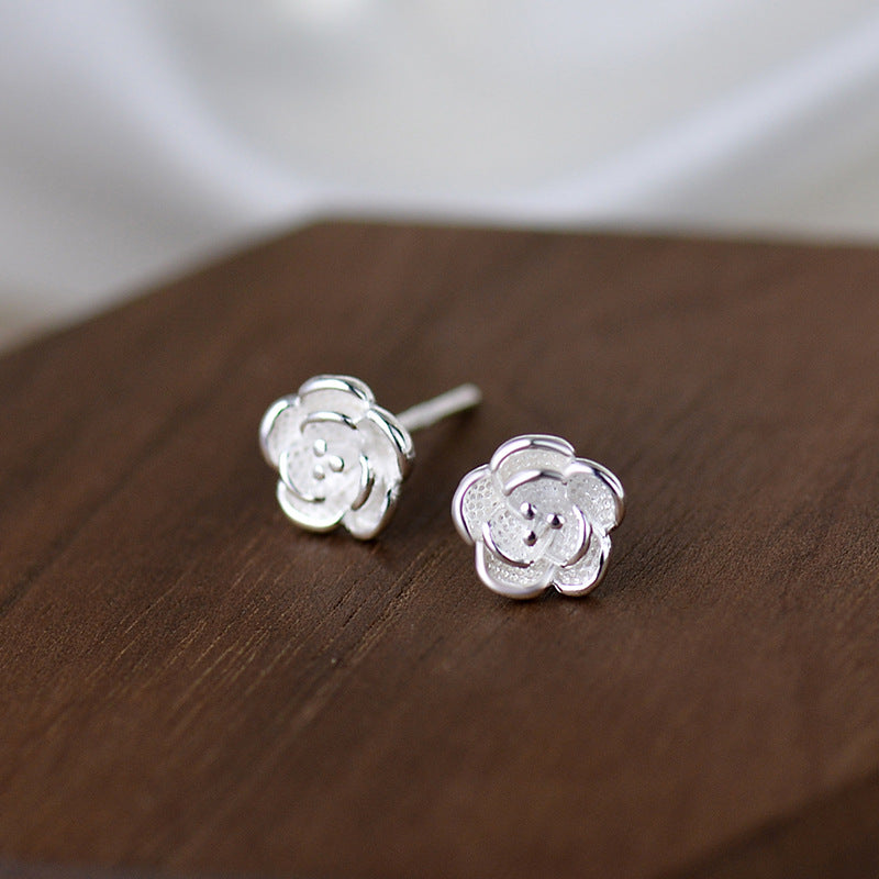 Women's Jewelry Elegant Rose Pure Flower Small Earrings