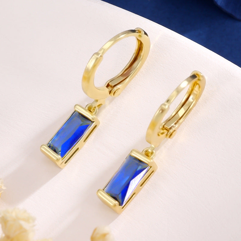 Design Colorful Zircon Ear Xi Birthstones Stud Earrings