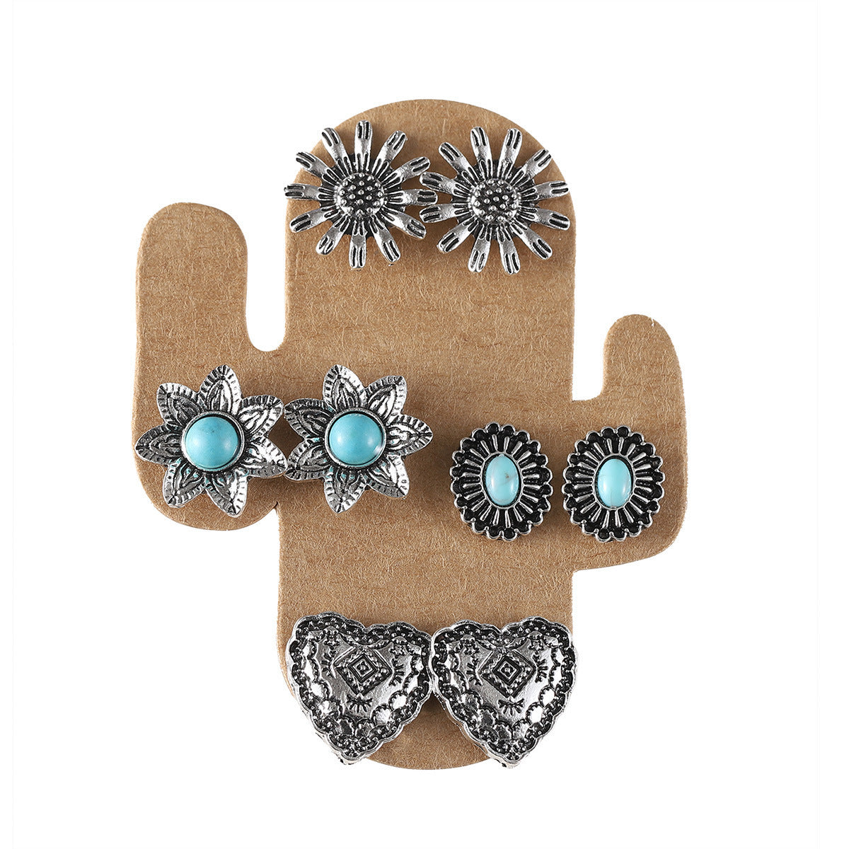 Women's Multiple Options Bohemian Ethnic Turquoise Eardrops Combination Earrings