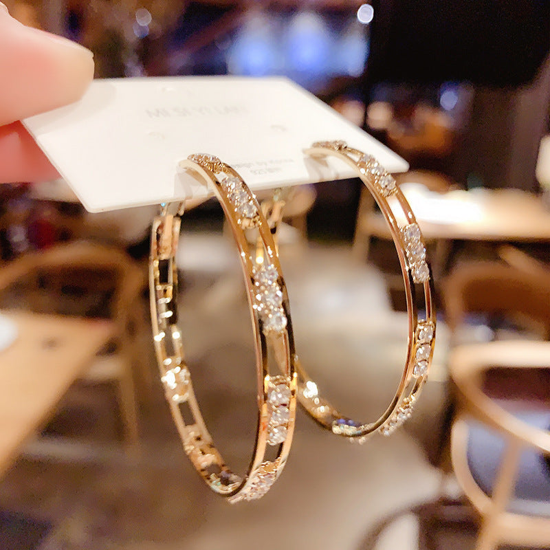 Women's Personalized Rhinestone Large Hoop Fashion Temperamental Fashionmonger Earrings