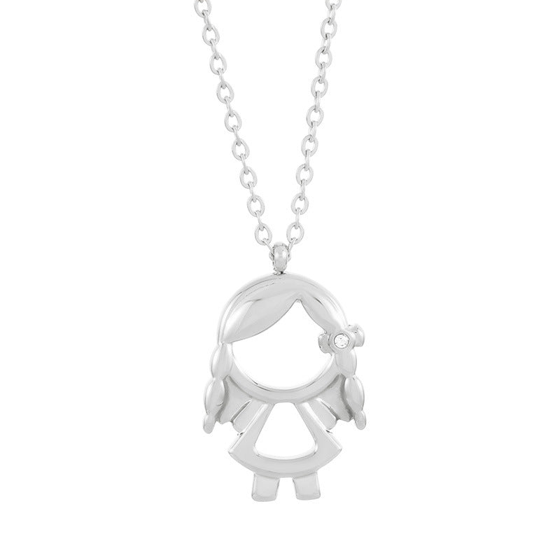 Cartoon Diamond Boys Heart Clavicle Chain Necklaces