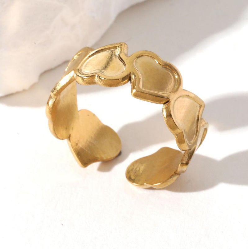 Fashion Trend Heart Shape Mirror Surface Polished Ring