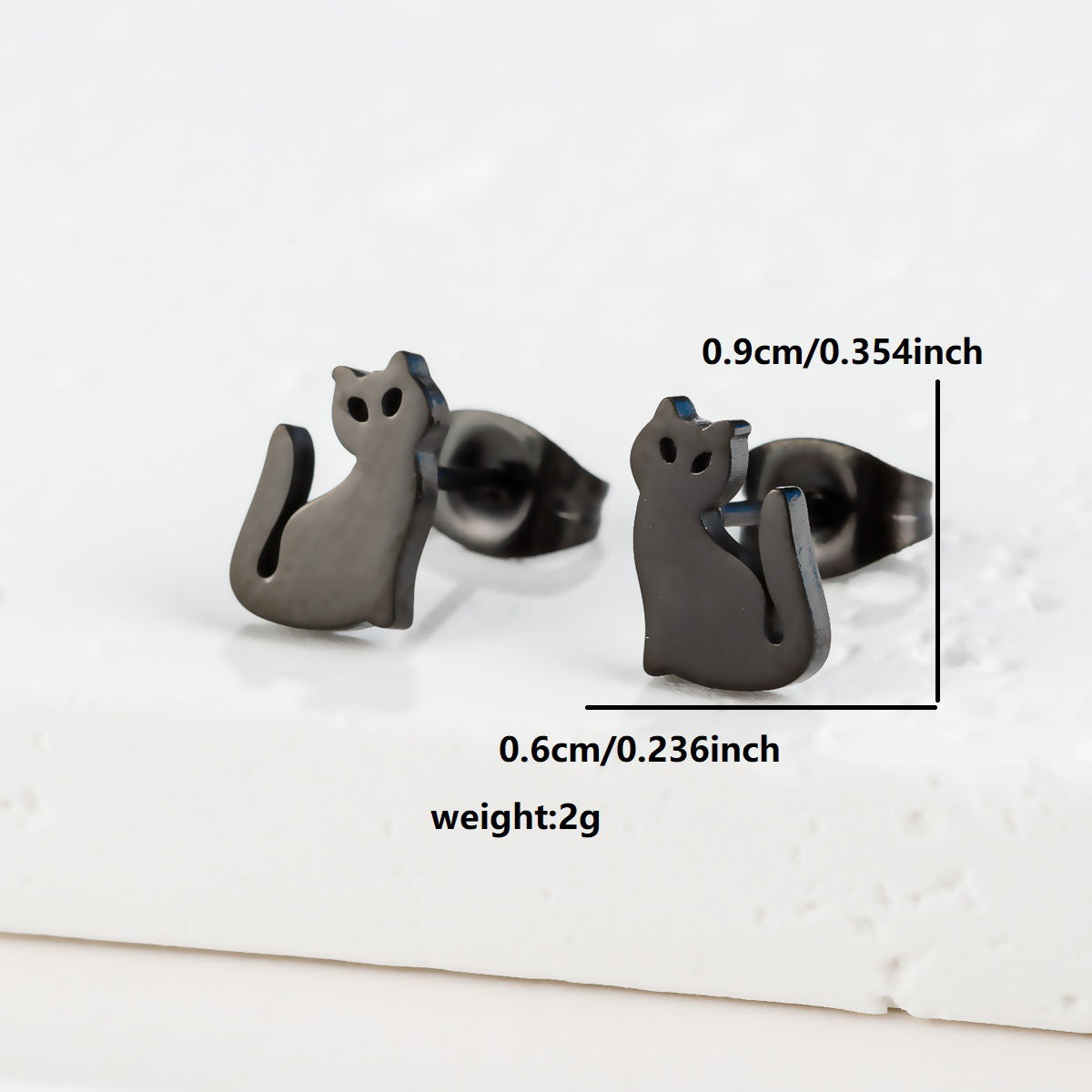 Small Animal Cat Plaid Bird Ear Geometry Stud Earrings