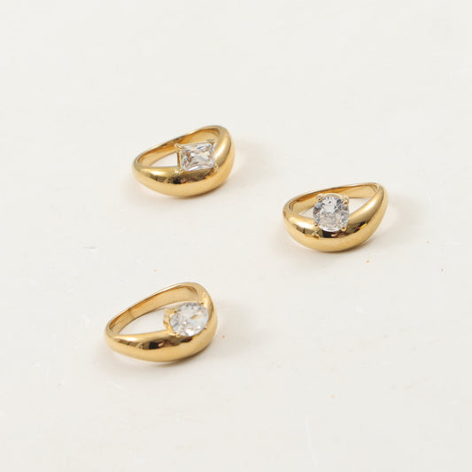 Shaped Arc Rectangular Zircon Titanium Steel Rings