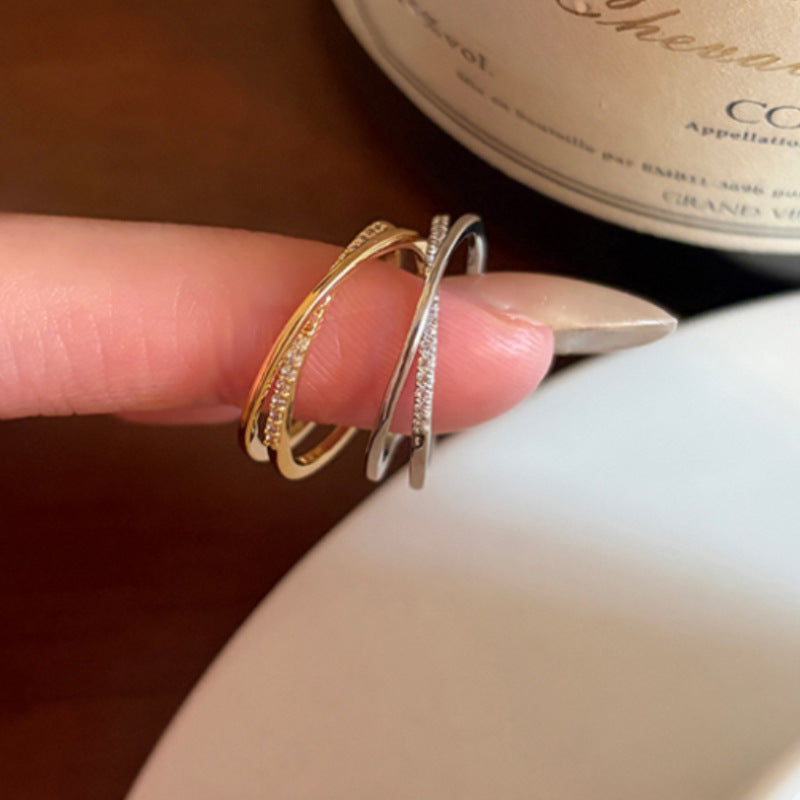 Minimalist Refined Zircon Cross Female Personality High-grade Light Luxury Rings