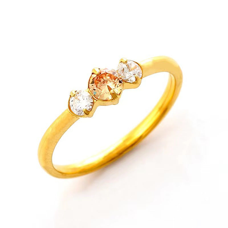 Luxury Color Colorful Crystals Self-discipline Female Niche Rings