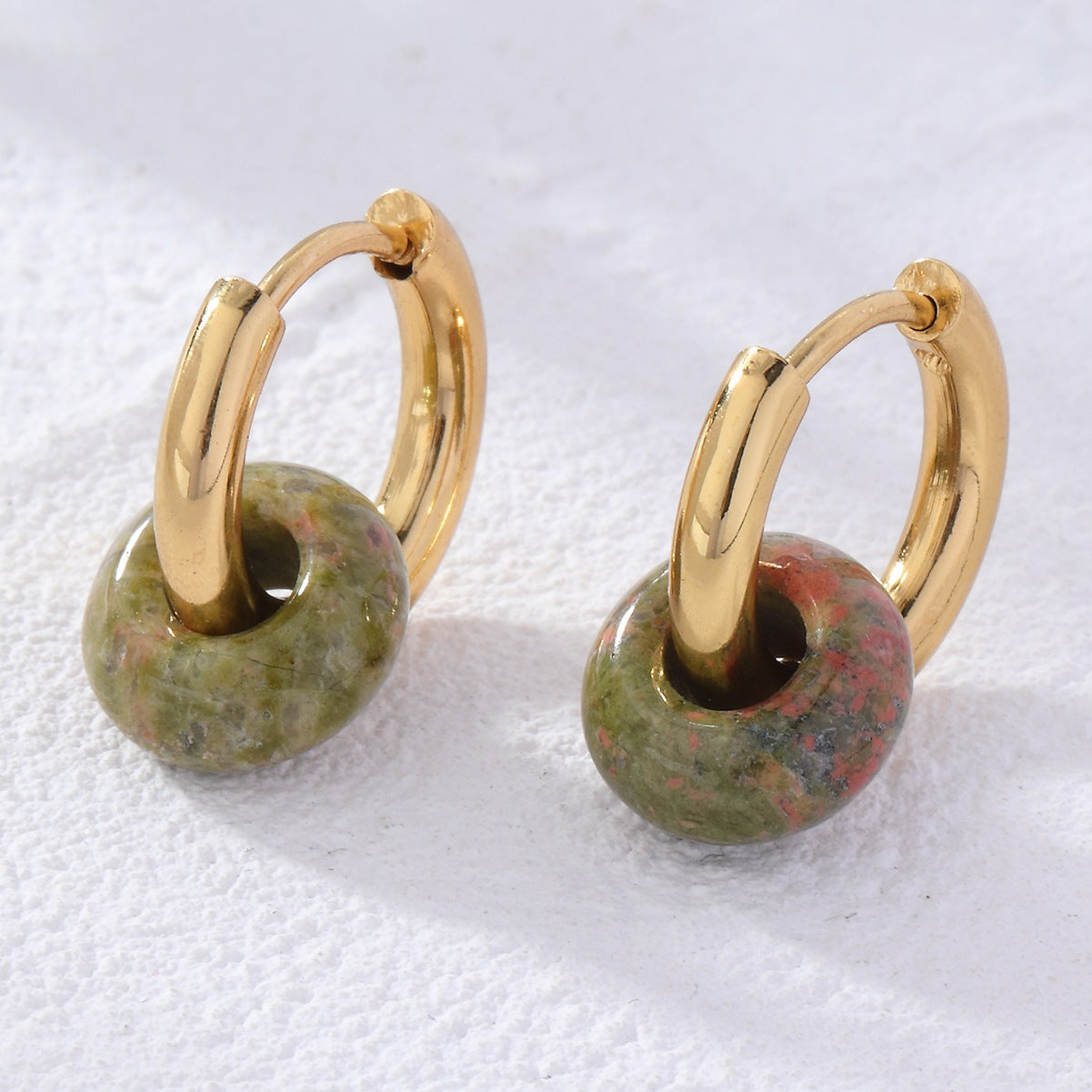 Donut Natural Stone French Style Temperament Earrings