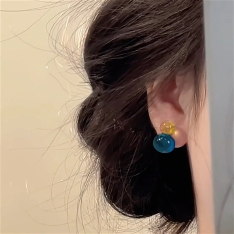 Encounter Summer Relaxation Feeling Ice Through Glass Candy Contrast Color Stud Earrings