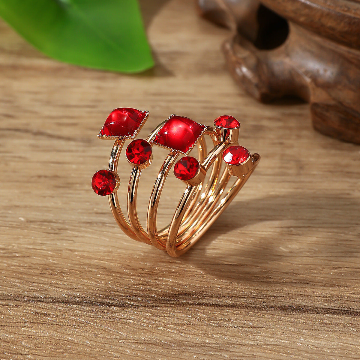 Crystal Gemstone Exaggerated Main Spring Original Ring