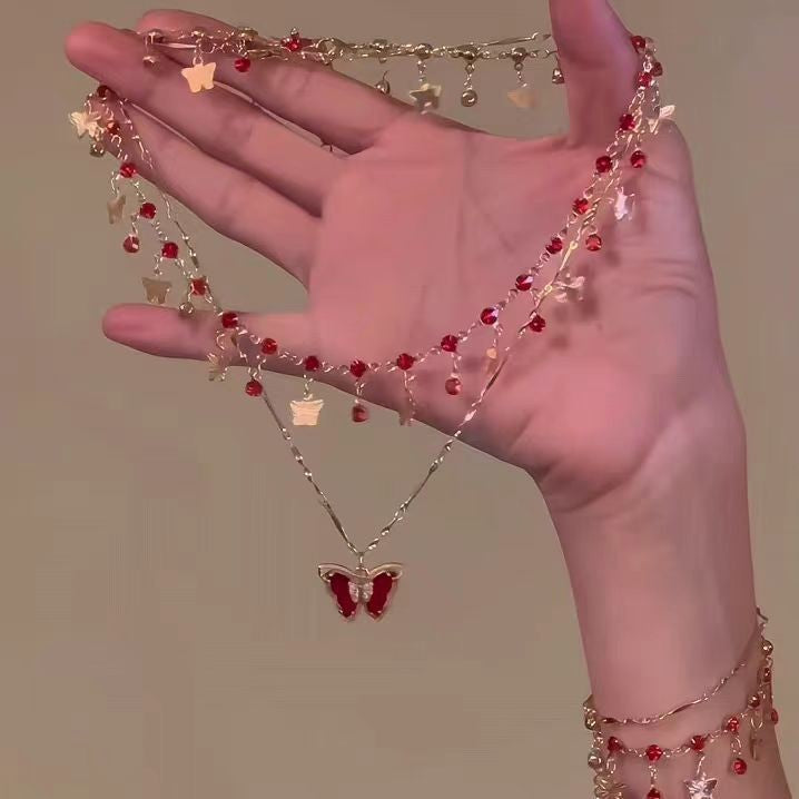 Summer Cool Butterfly Female Light Luxury Minority Flash Exquisite Clavicle Necklace