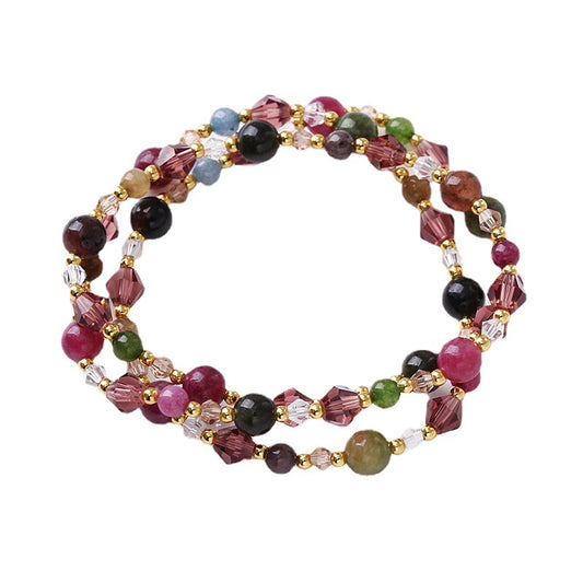 Candy Color Tourmaline Three-ring Female Niche Bracelets