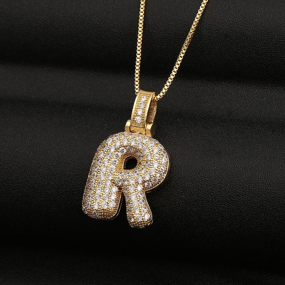 Balloon English Letter Female Inlaid Zircon Necklaces