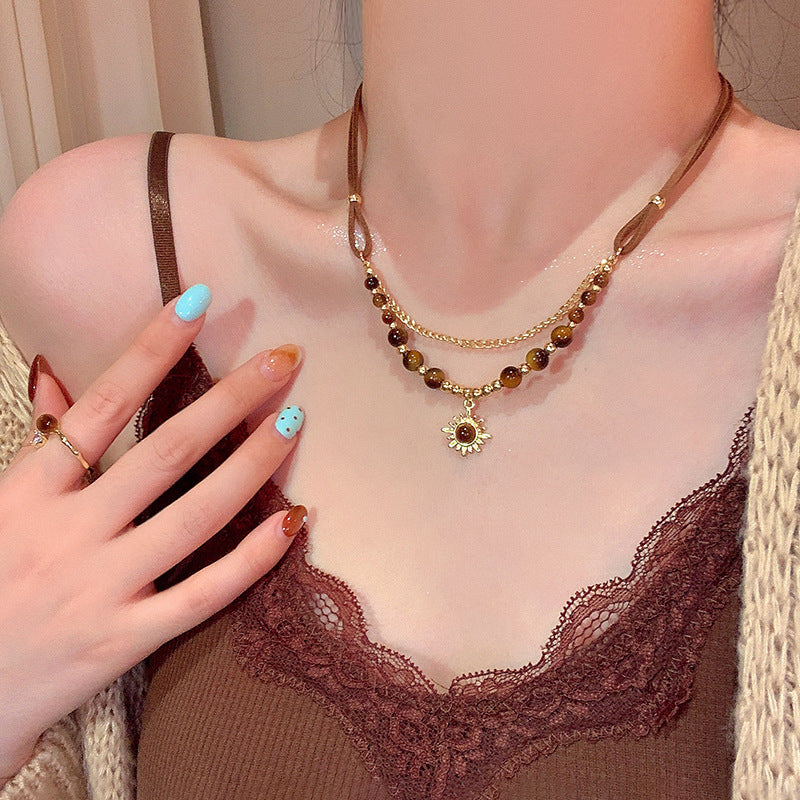 Women's Tiger Eye Sweater Chain High-grade Light Luxury Necklace