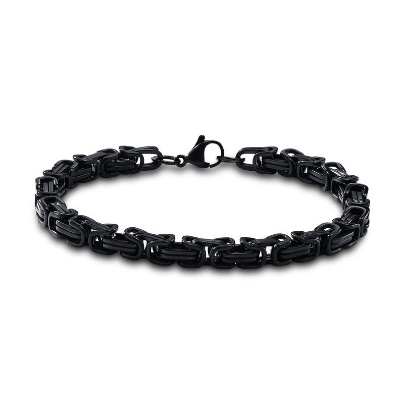 Men's Stainless Steel Square Byzantine Gold Fashion Bracelets