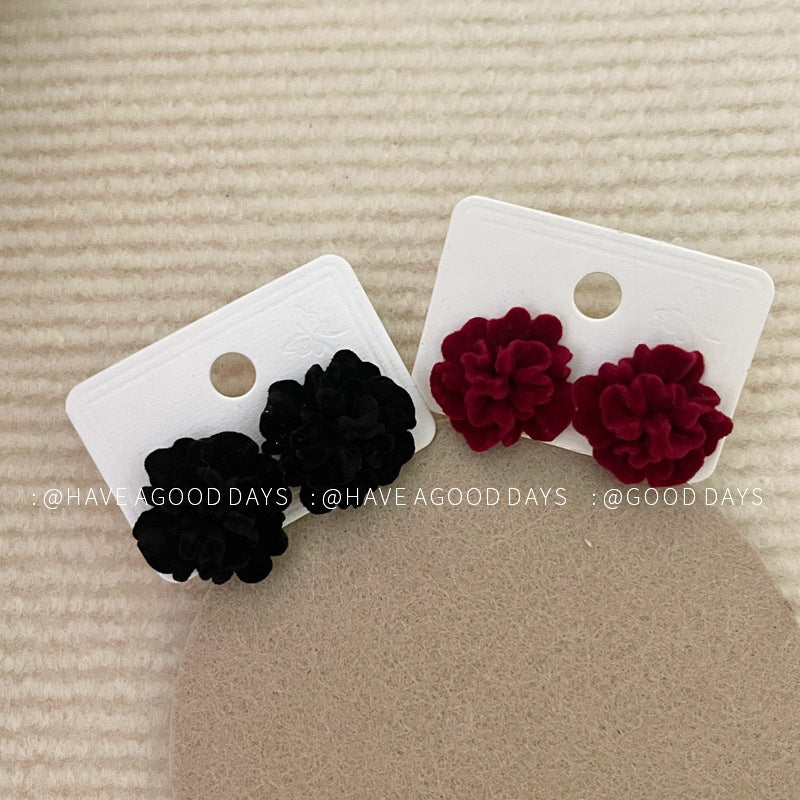 Women's Red Flower Sweet Personality High-grade Refined Stylish Earrings