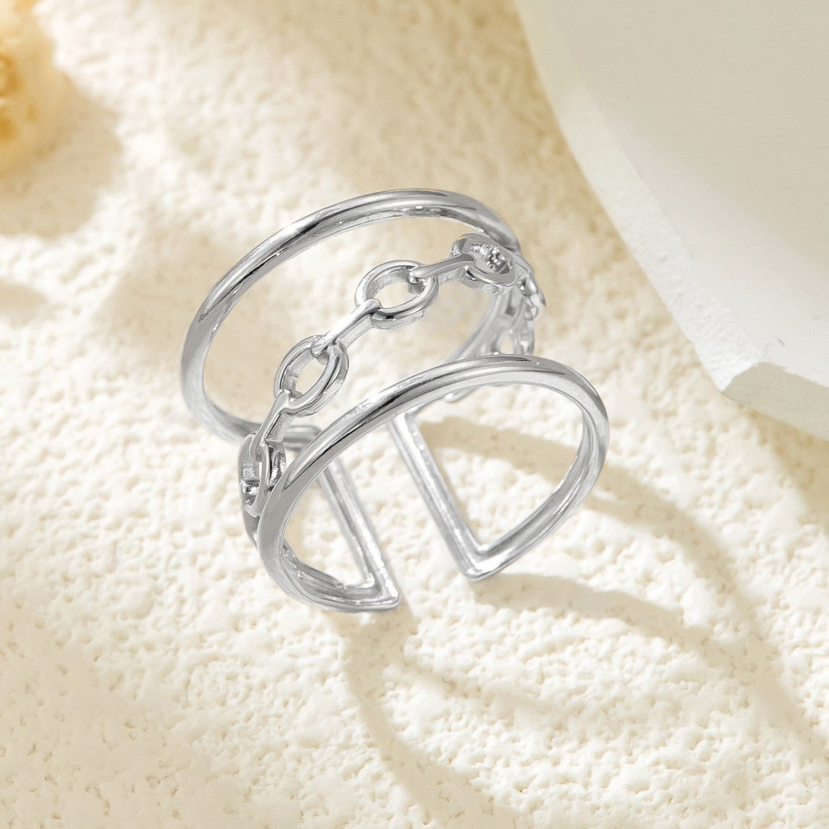 Stainless Steel Irregular Line Love Heart-shaped High-grade Ring