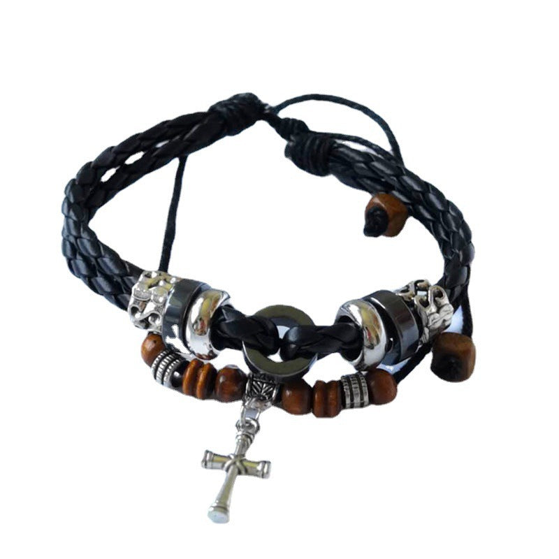 Women's & Men's Casual Retro Cowhide Hand Weaving British Bracelets