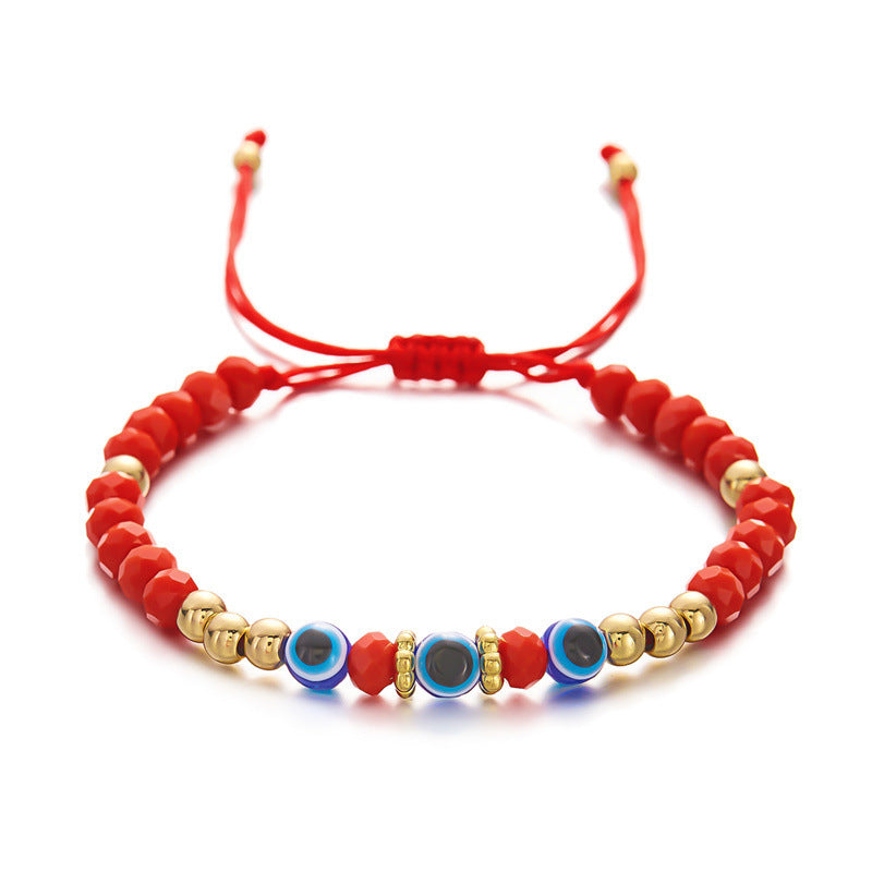 Blue Eyes Red Bead Beaded Weave Bracelets