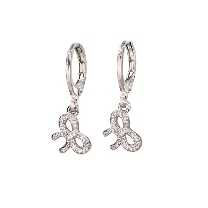 Women's Bow Full Diamond Clip Exquisite Hollow Niche Style Design Ear Buckle