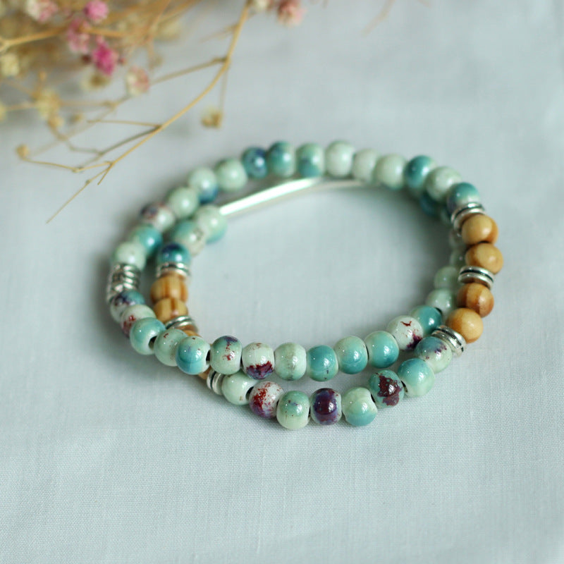 Ceramic Fresh Small Beads Two-circle Sisters Bracelet