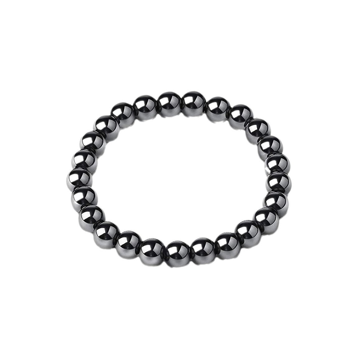 Men's Haematite Stretch Natural Stone Beaded Spacer Yoga Single Bracelet
