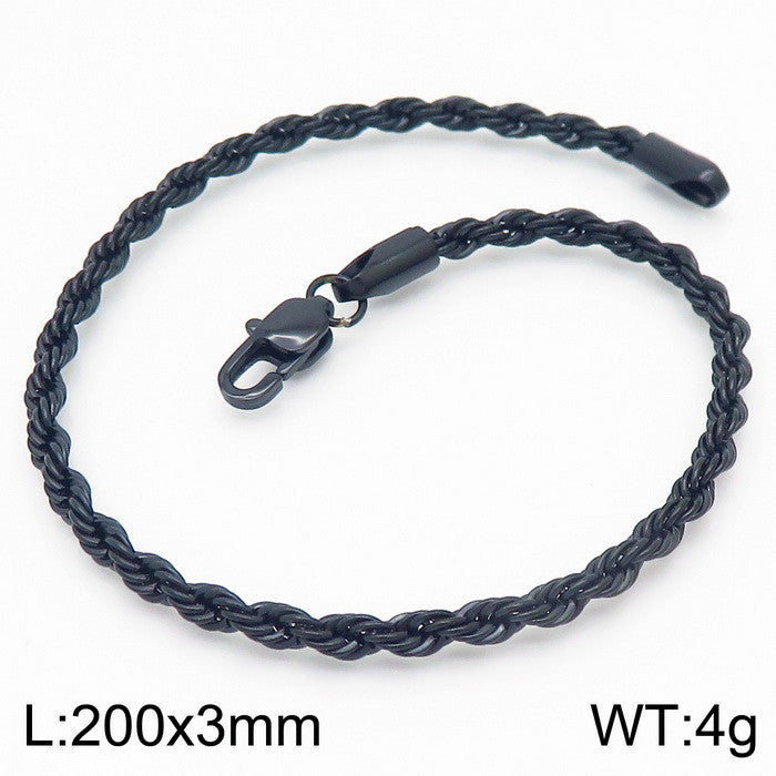 Steel Ornament Spiral Hemp Rope Hip Hop Bracelets