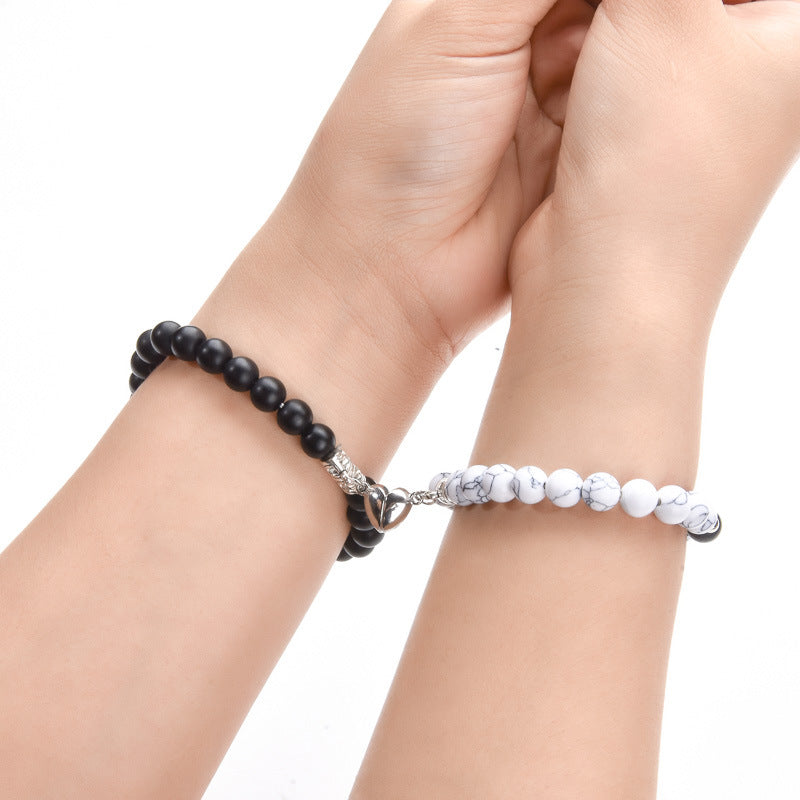 Powder Jade Love Magnetic Buckle Couple Bracelets