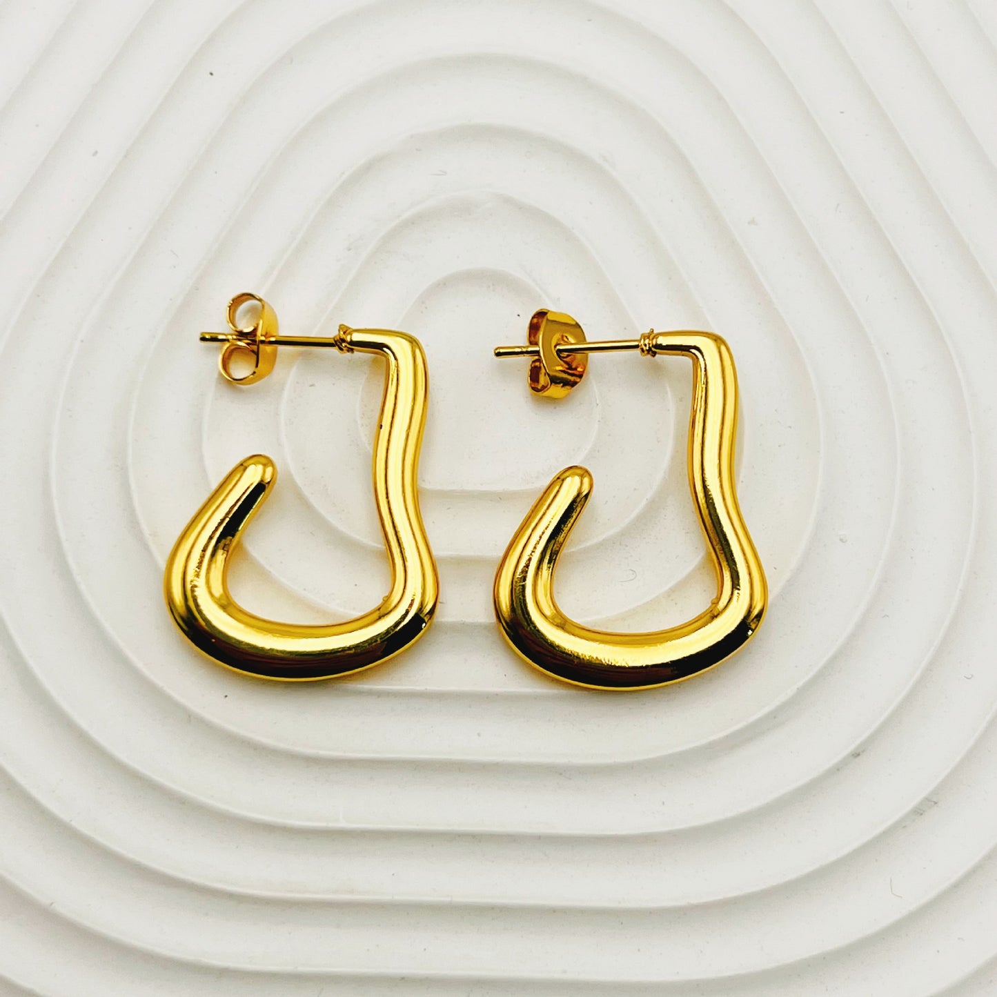 Women's Exaggerated Stainless Steel Round For Ear Clip Geometric Earrings