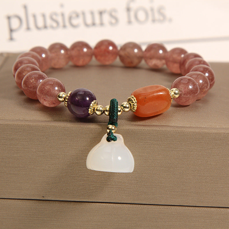 Freshwater Pearl Female Strawberry Quartz Fishtail Bracelets