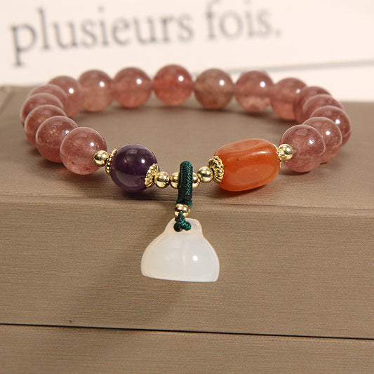 Freshwater Pearl Female Strawberry Quartz Fishtail Bracelets