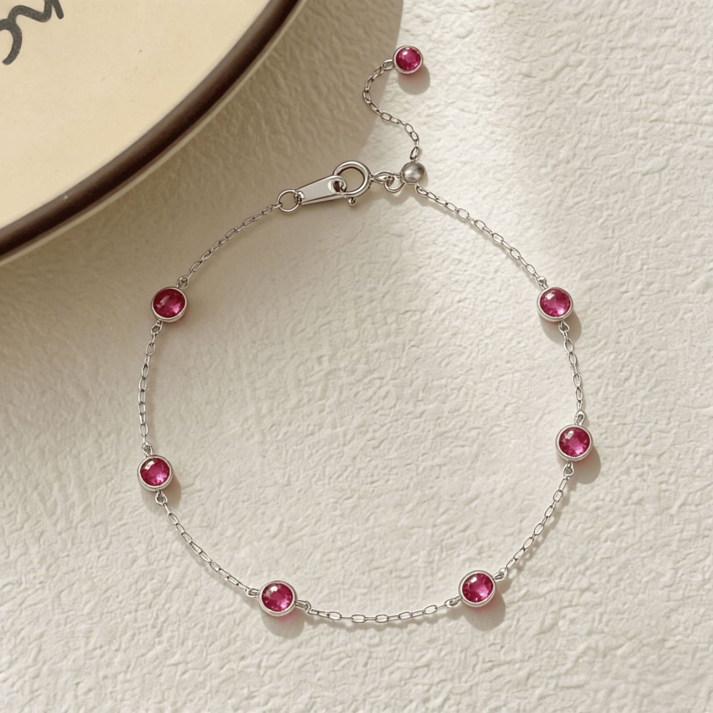 Women's Sterling Sier Ruby Bubble Diamond Light Luxury Fashion Simple Bracelet