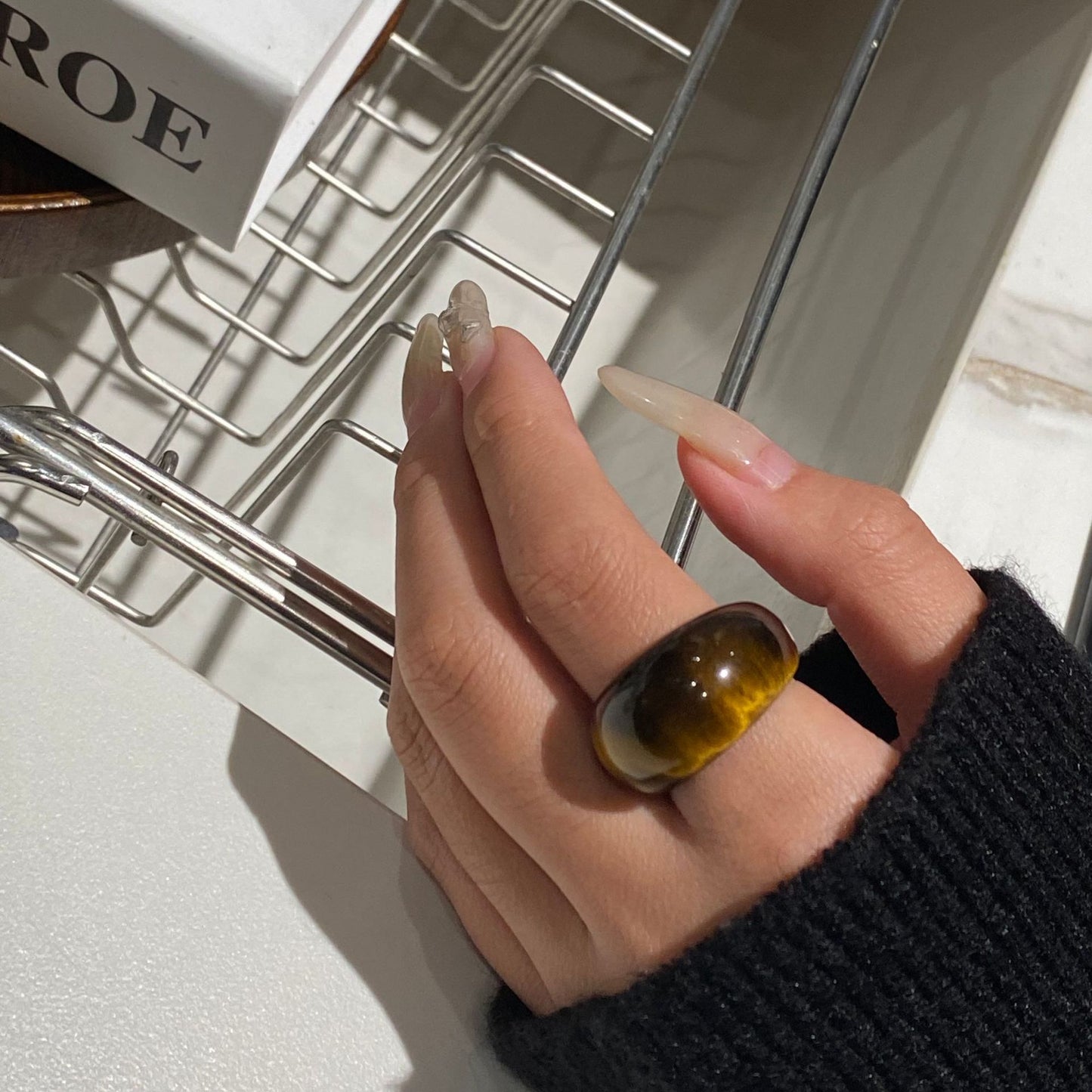 French Style Tigereye Light Luxury Design Rings