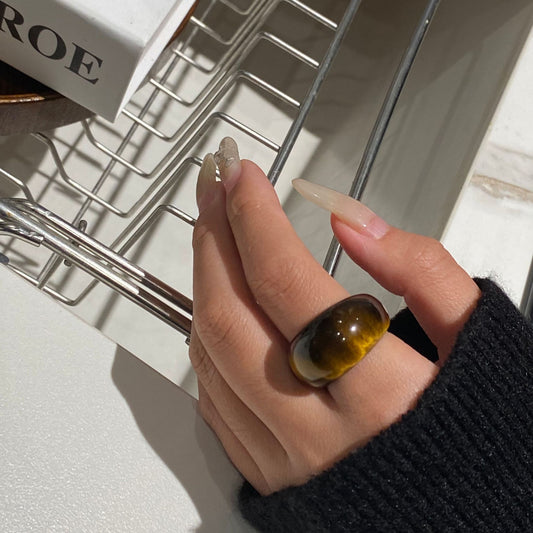 French Style Tigereye Light Luxury Design Rings