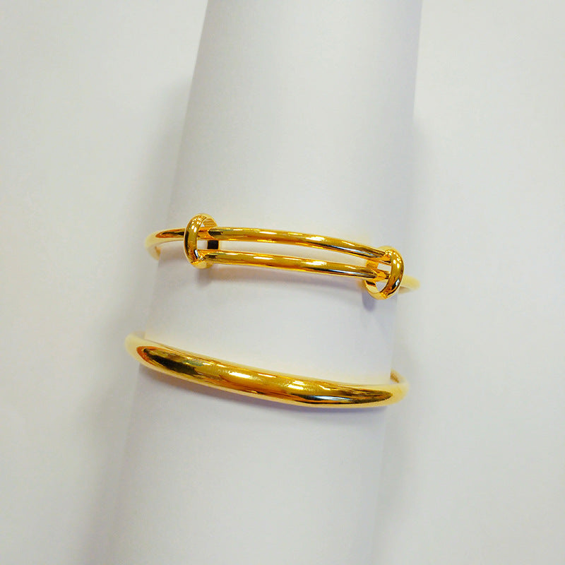 Children's Boutique Alluvial Gold Push-pull Opening Adjustable Glossy Simple Round Bracelet