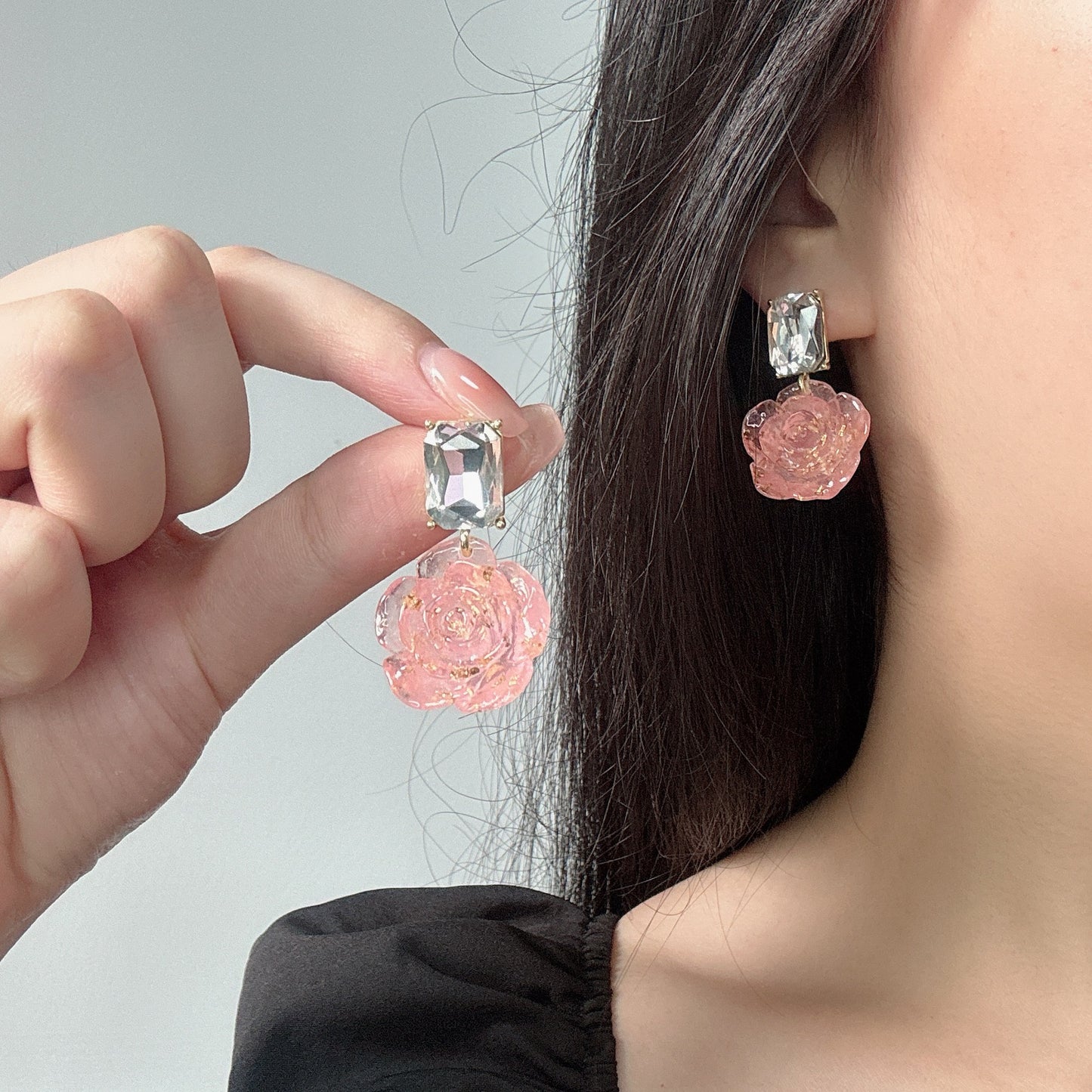 Super Fairy Light Luxury Sweet Pink Earrings