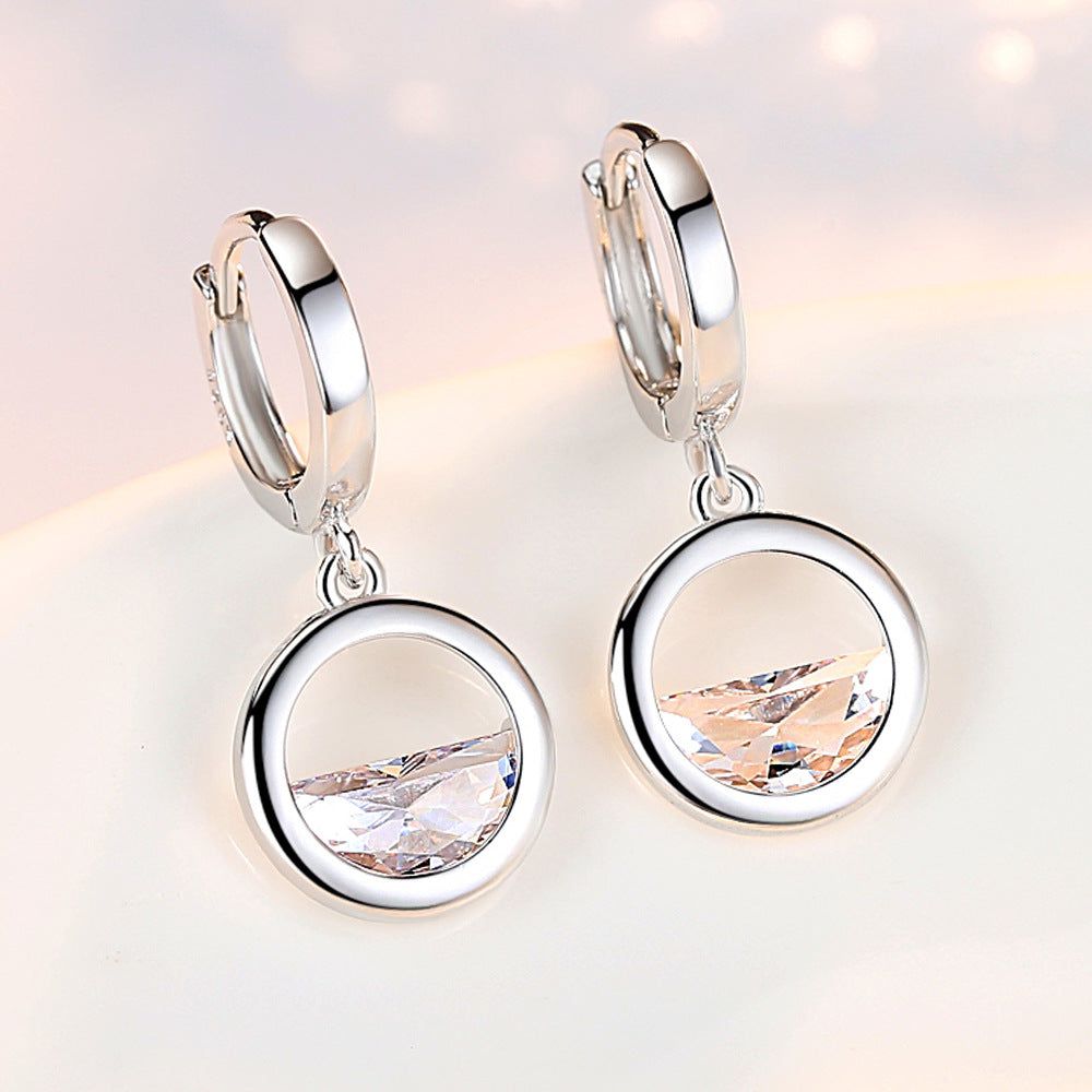 Women's Semicircle Water Drop Ear Korean Style Sweet Idyllic Minimalist Zirconium Earrings