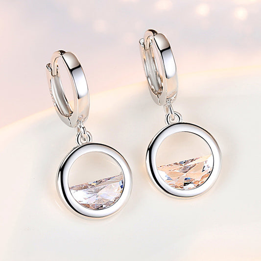 Women's Semicircle Water Drop Ear Korean Style Sweet Idyllic Minimalist Zirconium Earrings
