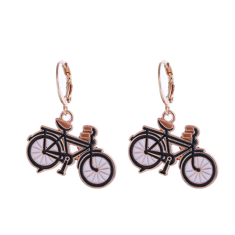 Retro Nostalgic Style Alloy Enamel Bicycle Bus Sewing Machine Tape Earrings