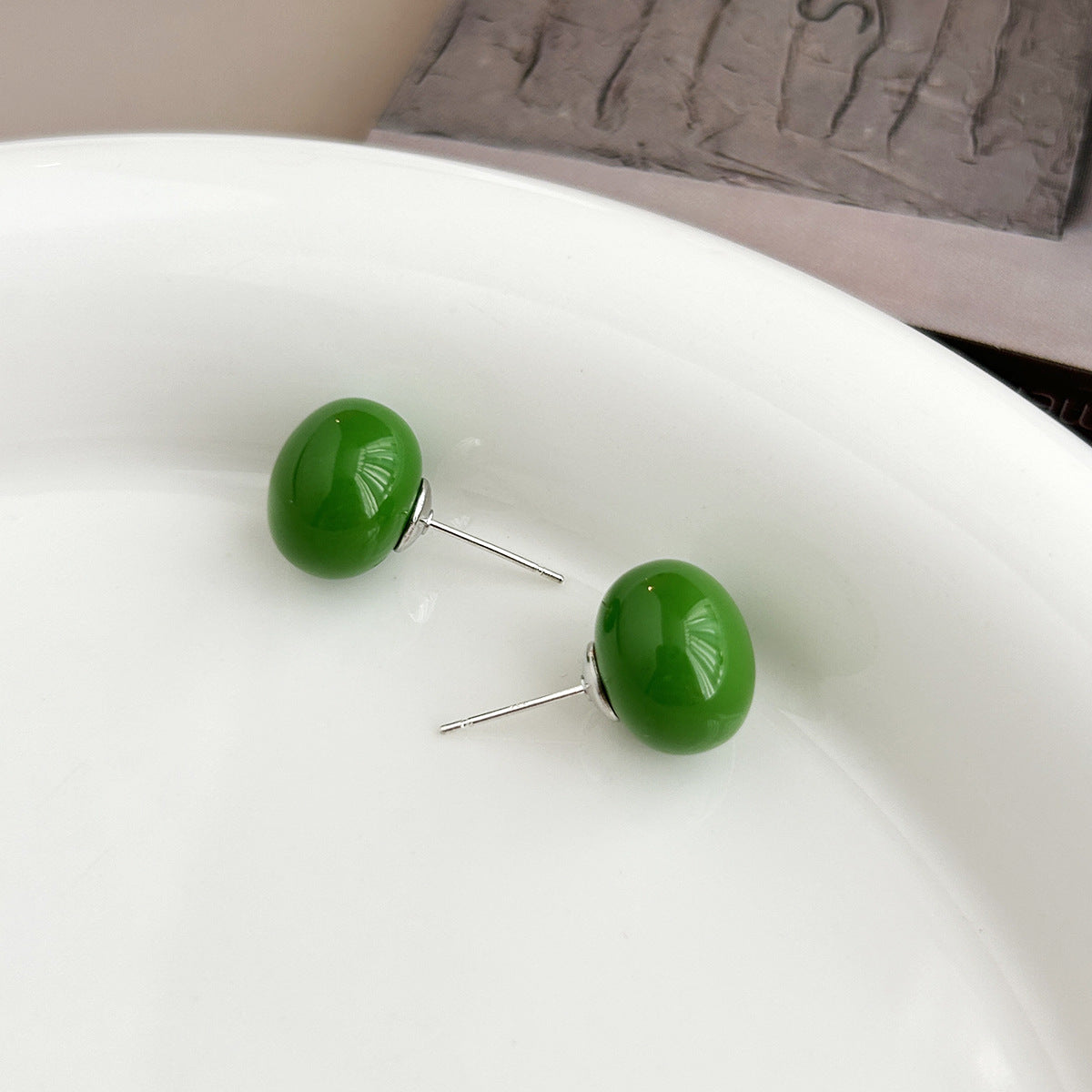 Sier Needle Dopamine Color Candy Ball Ear Female Fashionable Stud Earrings